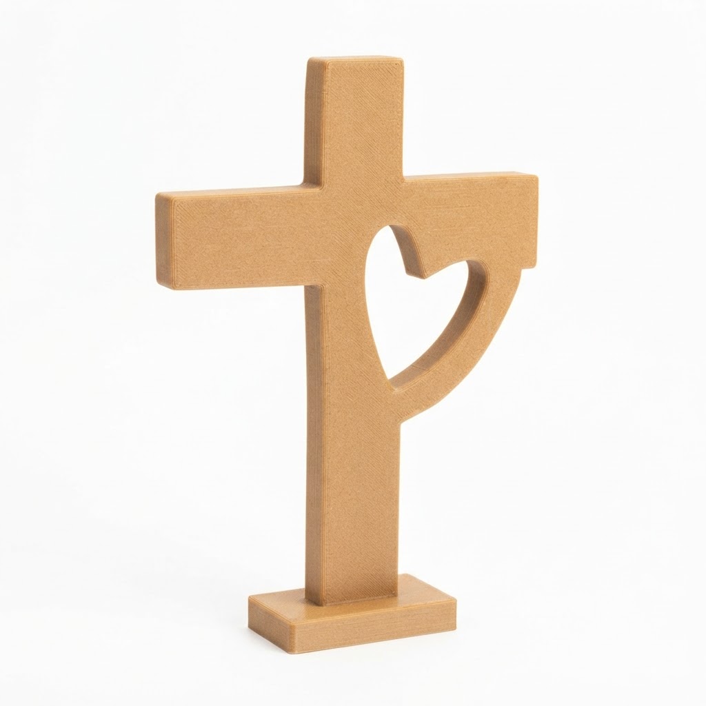 Cross with Heart Sculpture free 3D printable STL