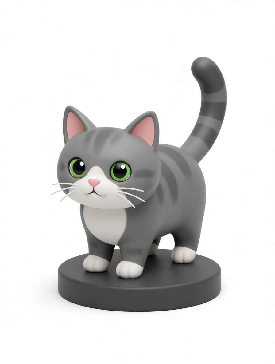 Gray Tabby Cat Figurine free 3D printable STL