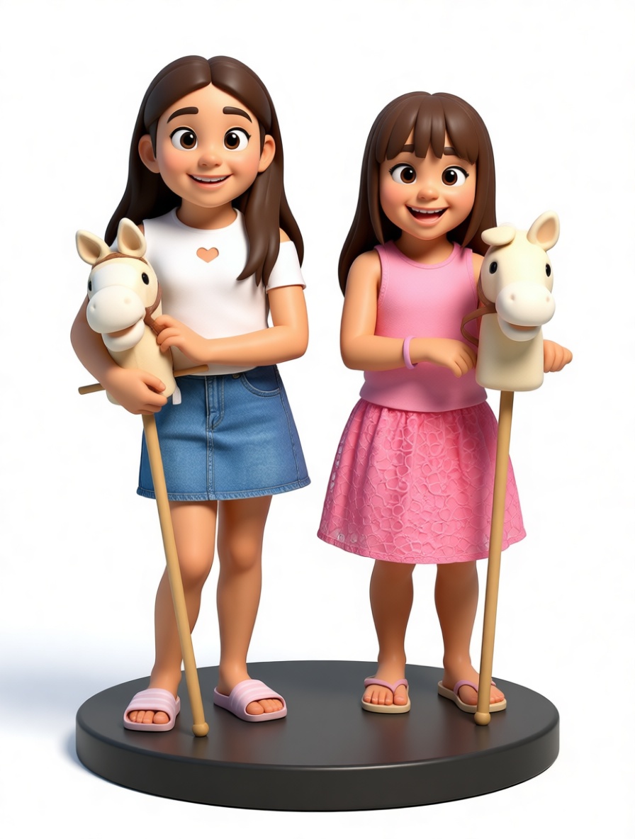Girls with Hobby Horses Figurine free 3D printable STL