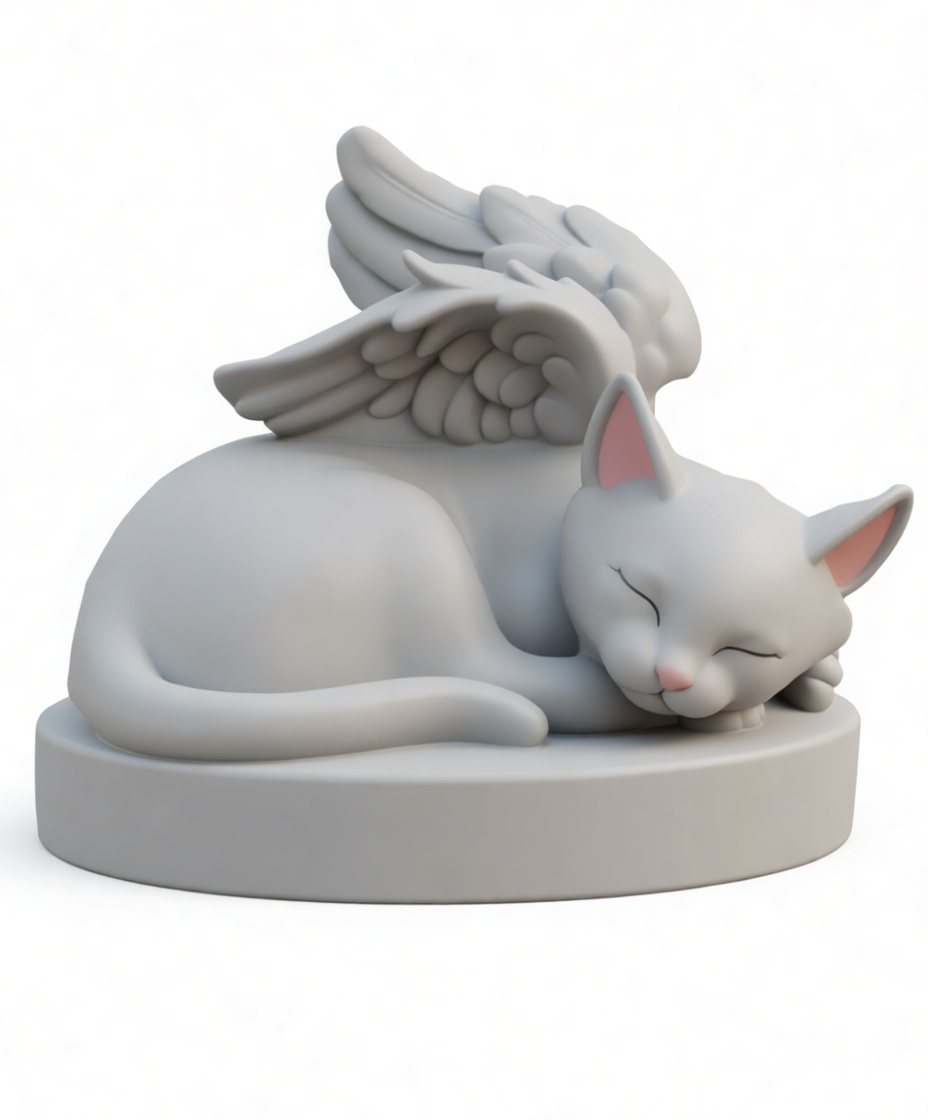 Sleeping Angel Cat Figurine free 3D printable STL