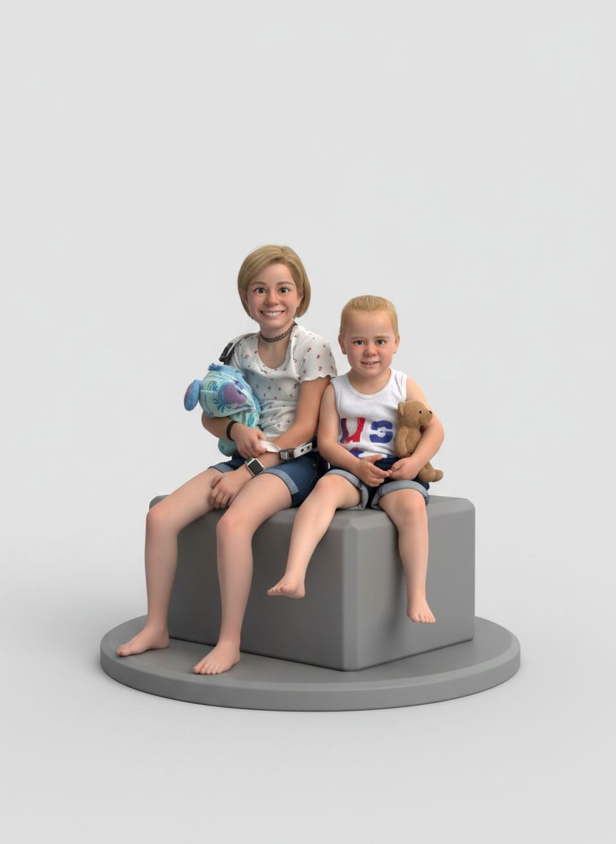 Two Children Figurine free 3D printable STL