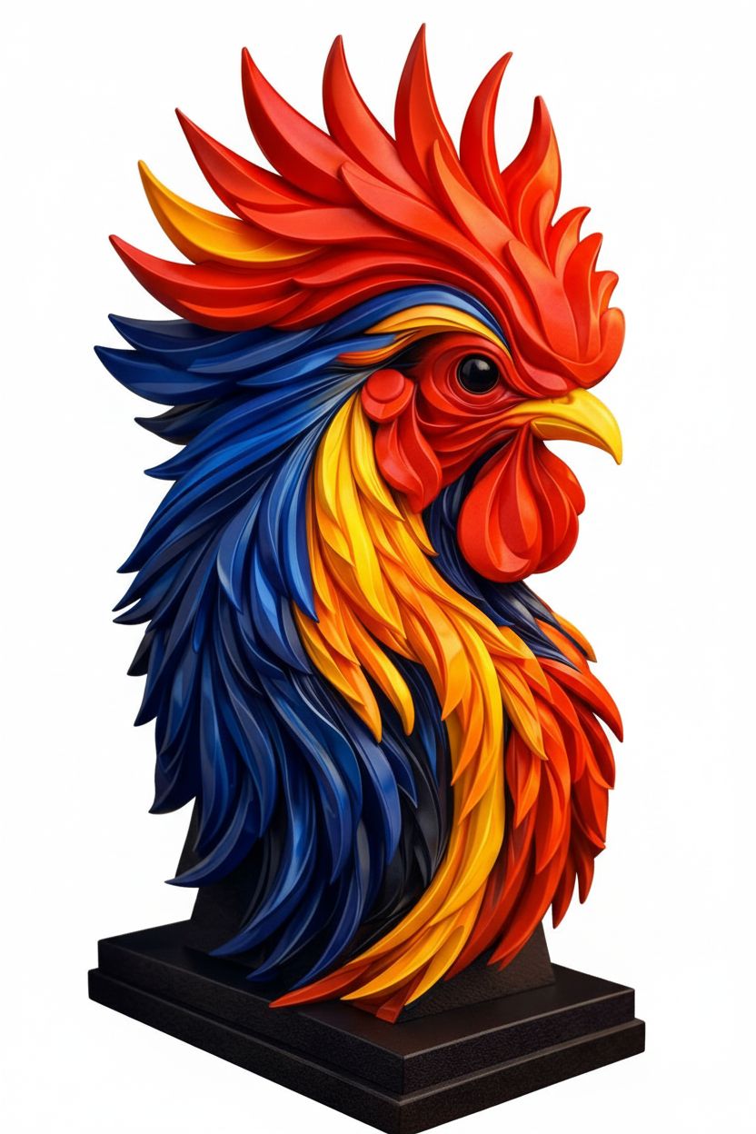 Colorful Rooster Bust free 3D printable STL