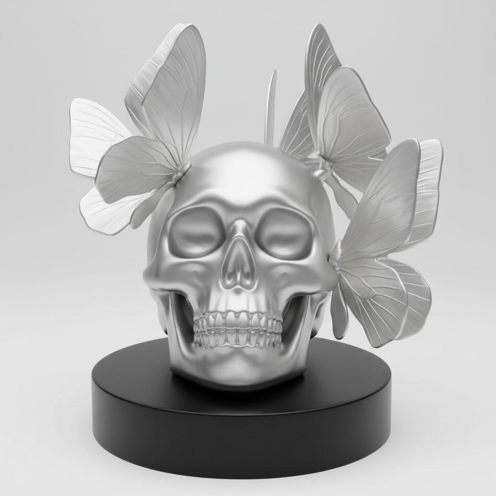Elegant Skull with Butterflies free 3D printable STL