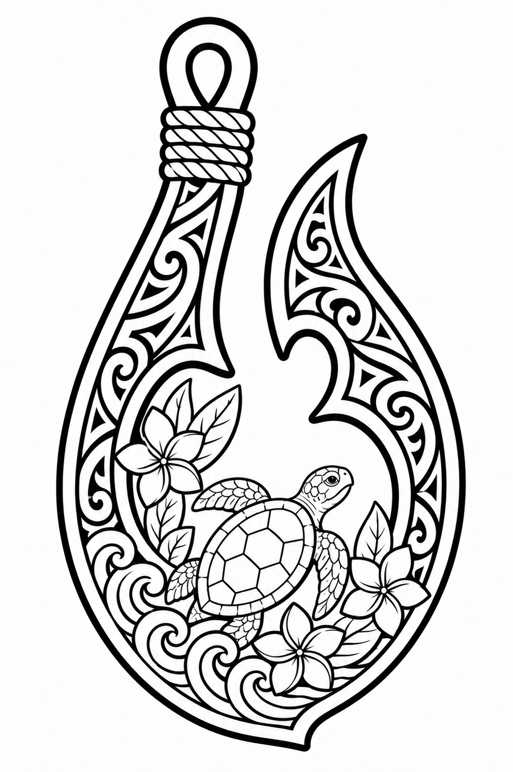 Hawaiian Turtle Fish Hook Pendant free 3D printable STL
