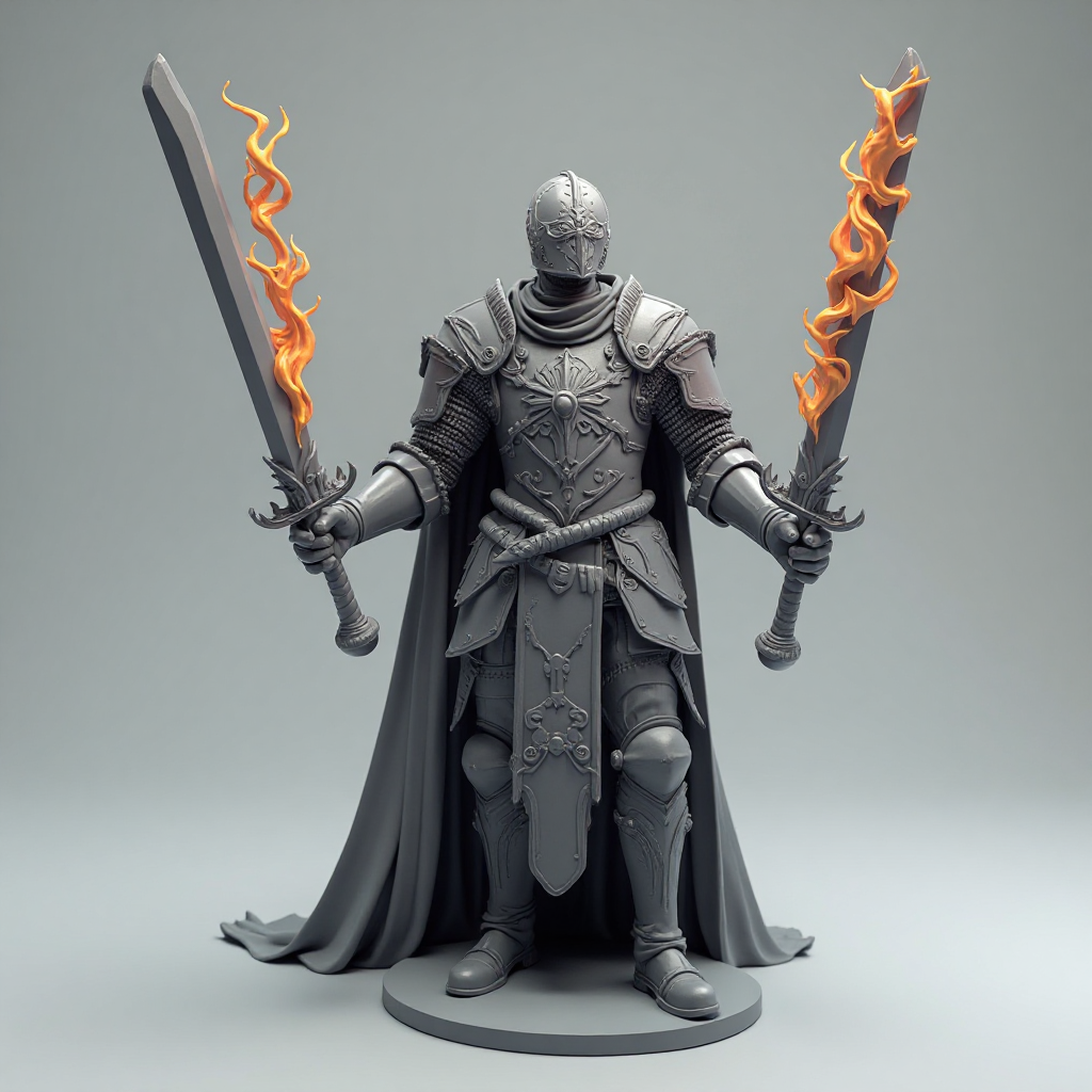 Flame Sword Knight Figurine free 3D printable STL