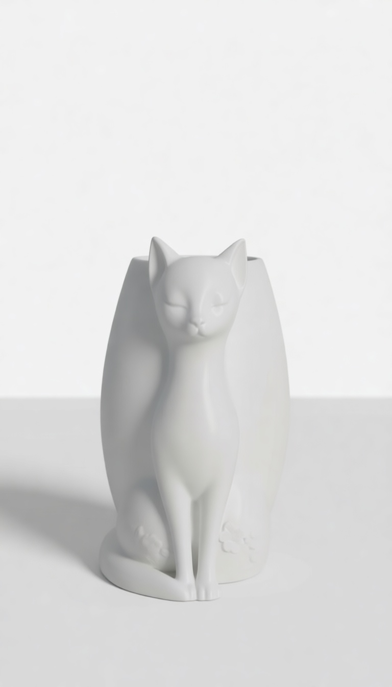 Sitting Cat Vase Sculpture free 3D printable STL