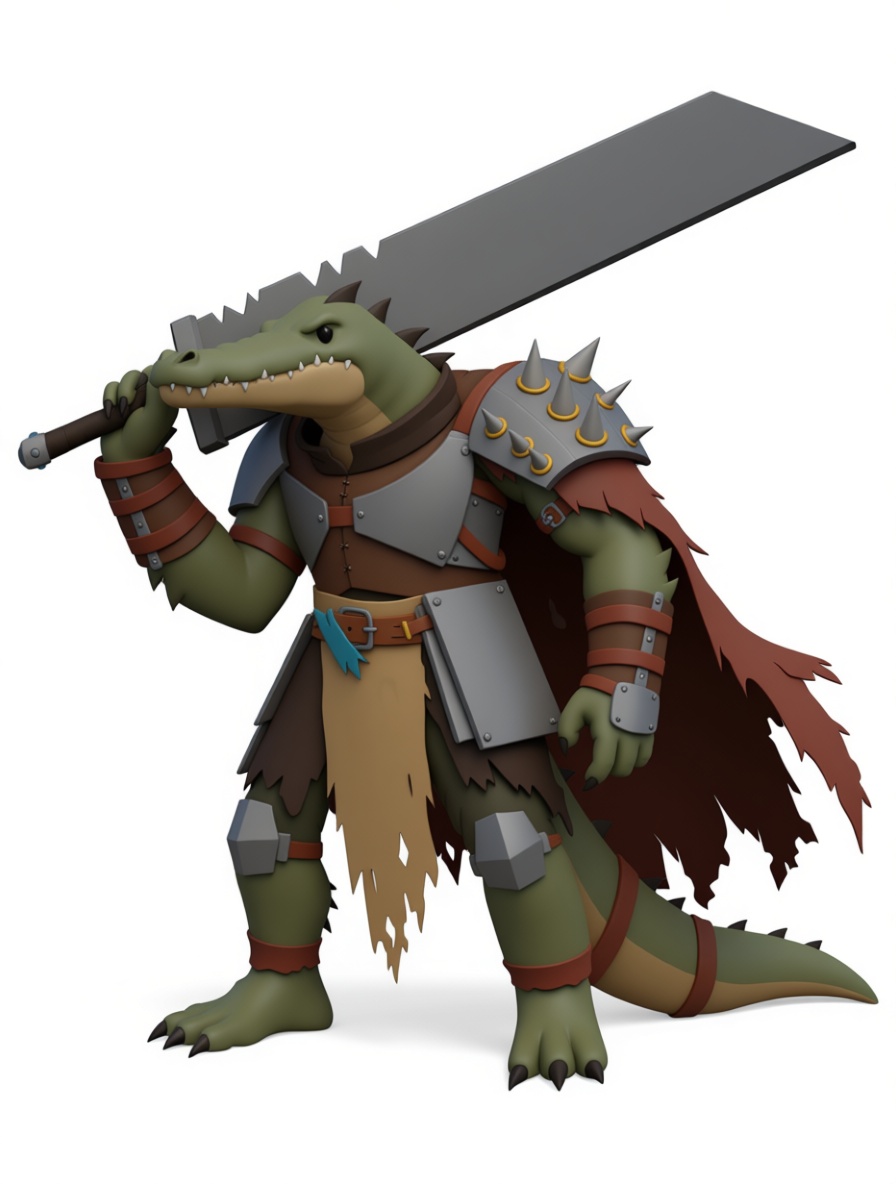 Crocodile Warrior Figurine free 3D printable STL