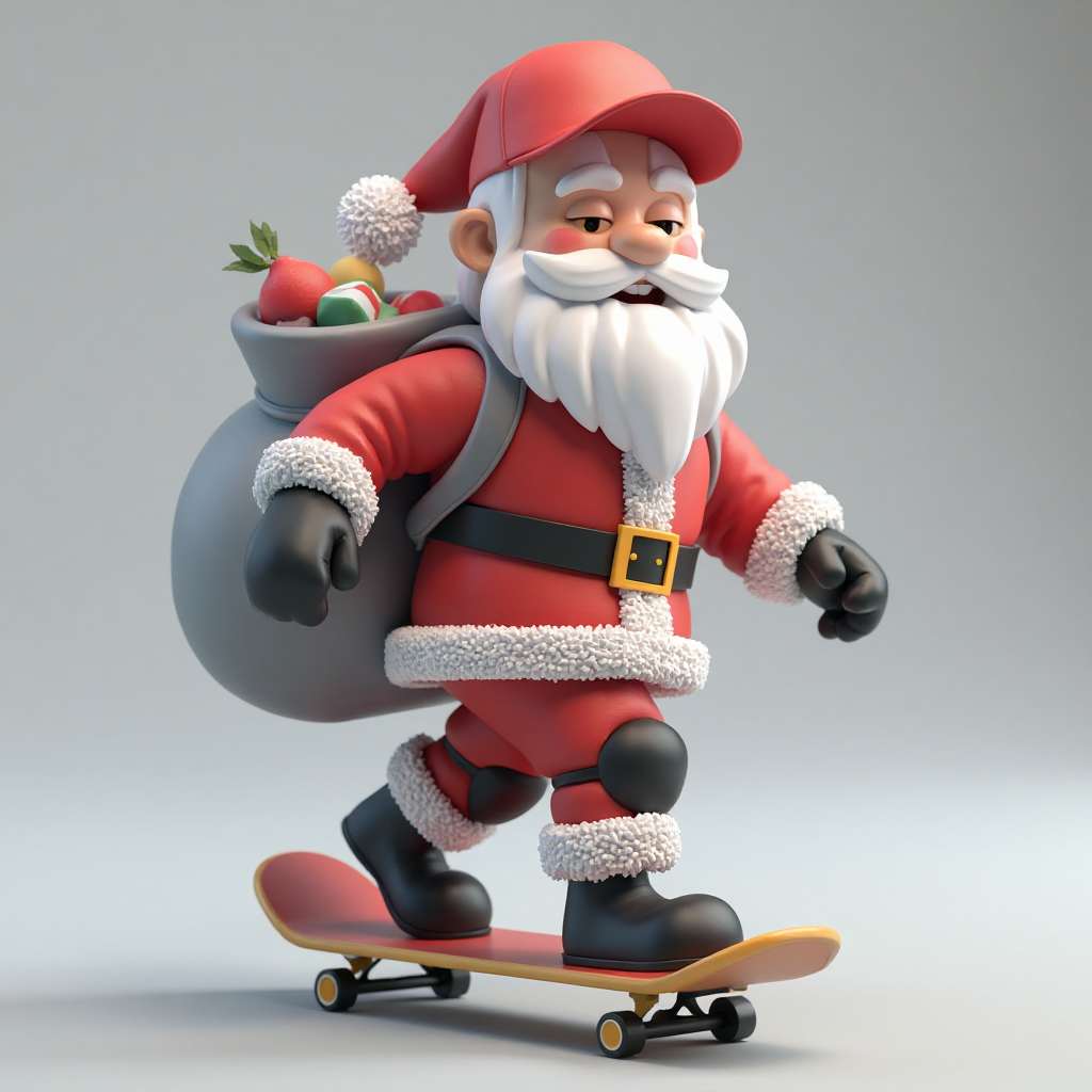 Santa Claus Skateboard Figurine free 3D printable STL