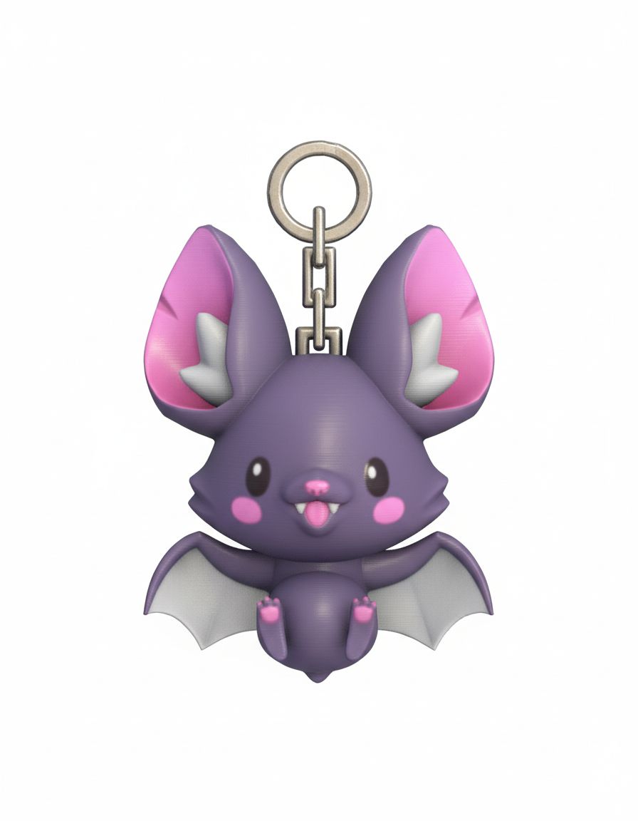 Cute Bat Keychain Figurine free 3D printable STL