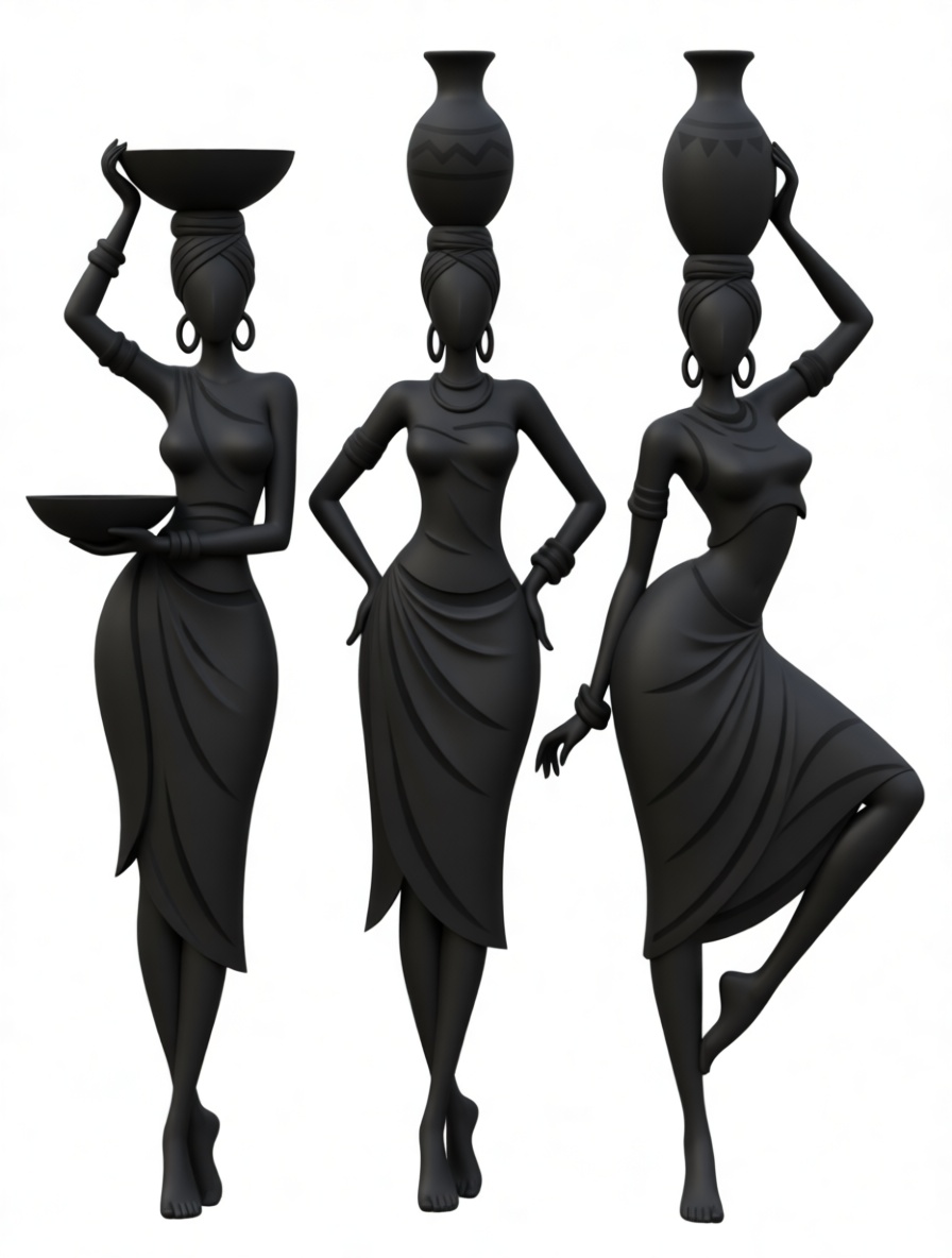 African Woman Figurines free 3D printable STL