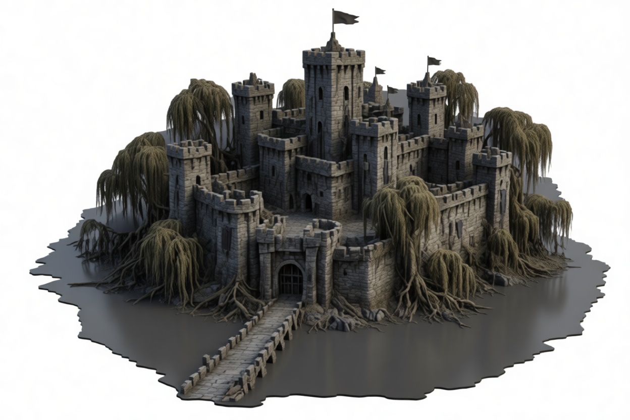 Medieval Moat Castle Model free 3D printable STL