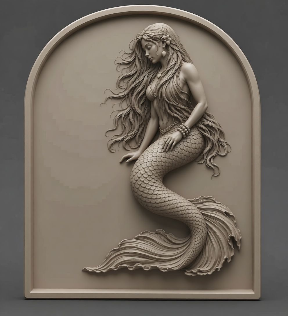 Mermaid Wall Relief free 3D printable STL