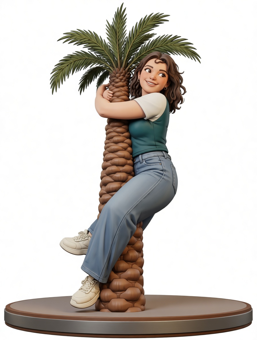 Girl Climbing Palm Tree Figurine free 3D printable STL