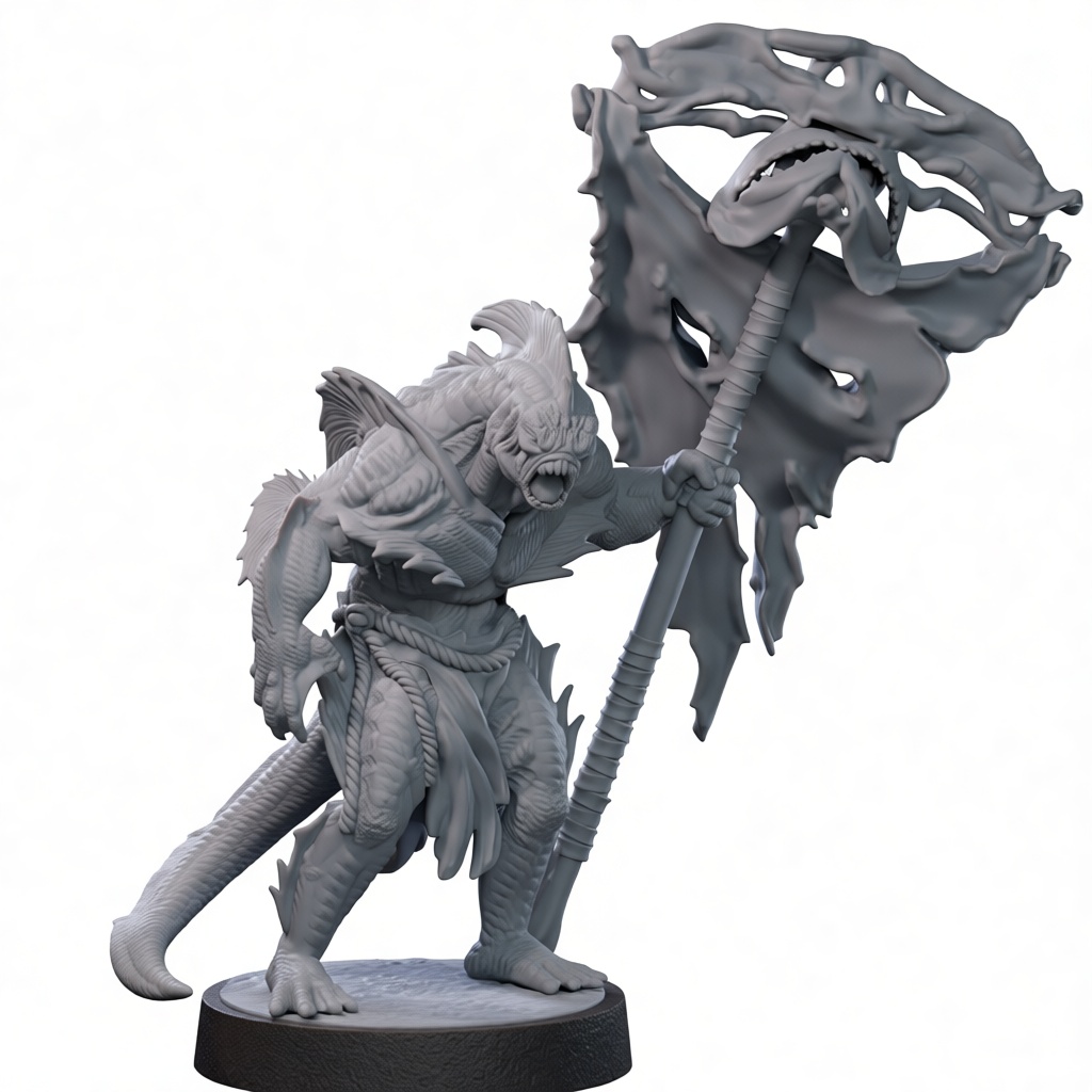 Lizardman Warrior Figurine free 3D printable STL