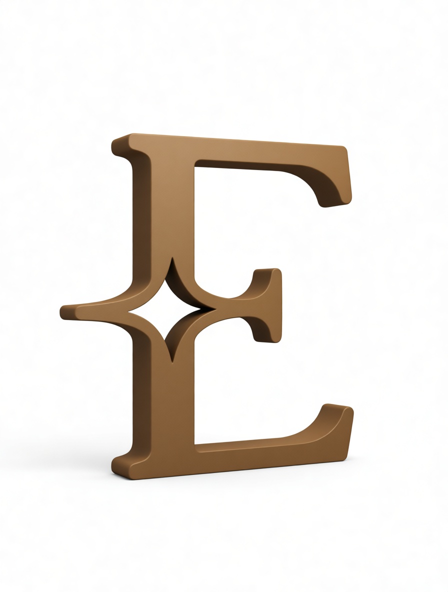 Decorative E Letter Sculpture free 3D printable STL