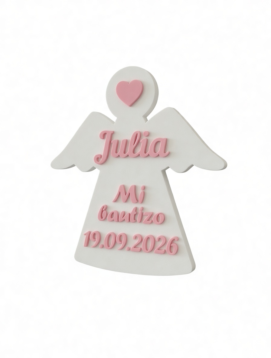 Julia Baptism Angel Plaque free 3D printable STL