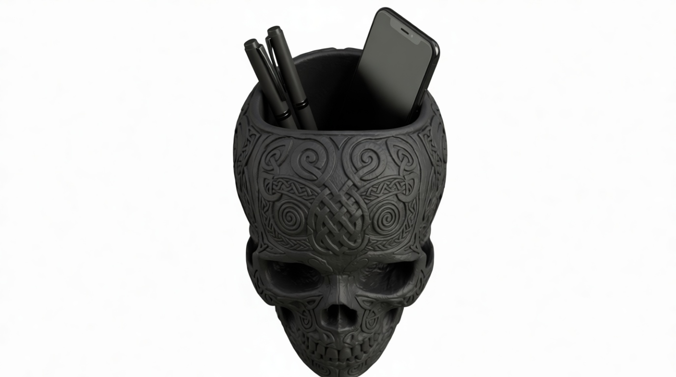 Celtic Skull Pen Holder free 3D printable STL