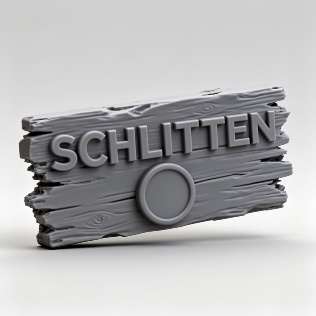 Schlitten Wood Plank Sign free 3D printable STL