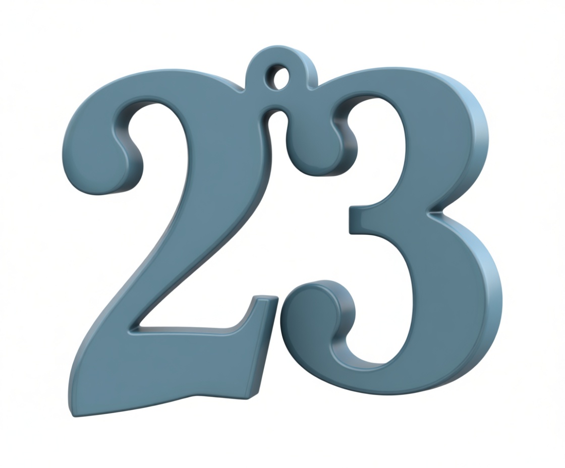Number 23 Keychain free 3D printable STL
