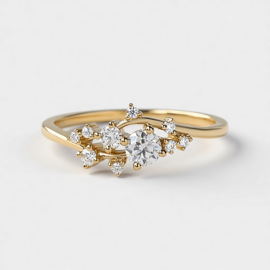Gold Diamond Cluster Ring free 3D printable STL