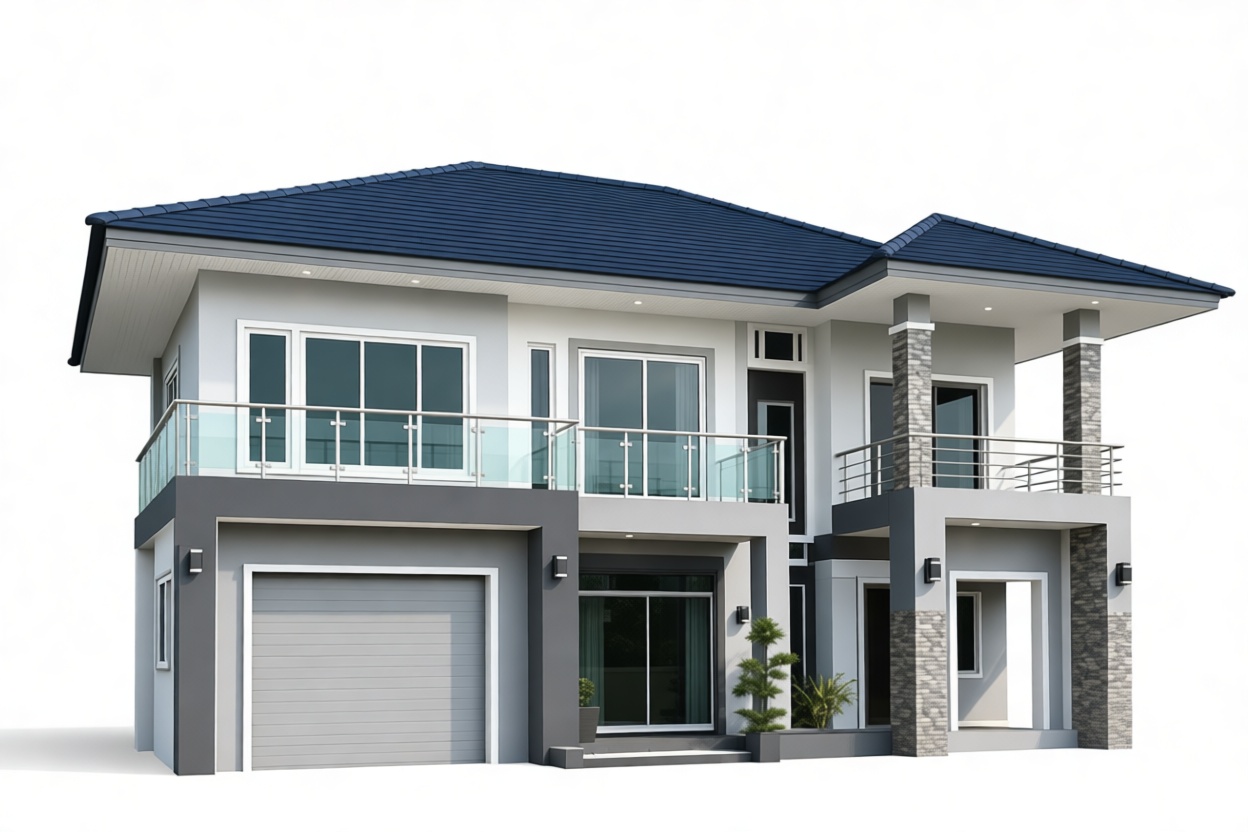 Modern Two-Story House Model free 3D printable STL