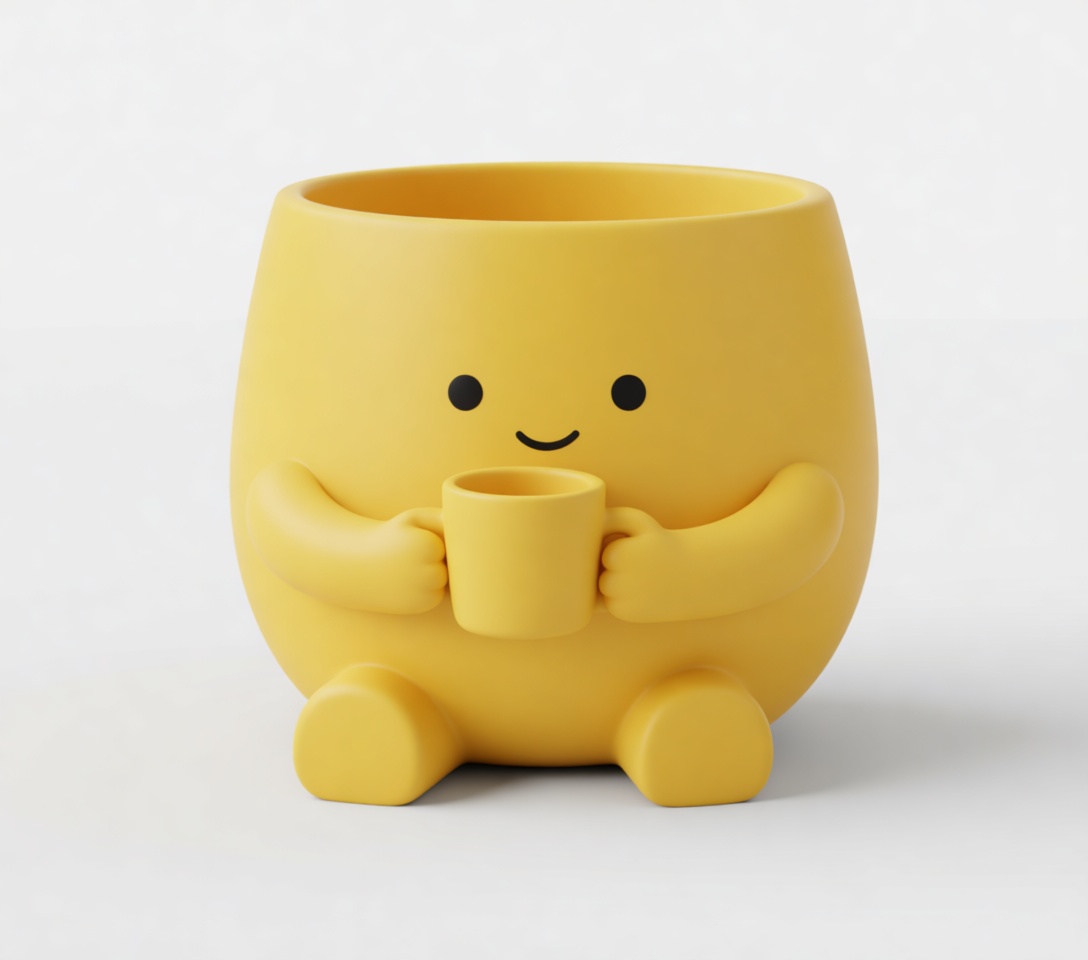 Cute Yellow Cup Figurine free 3D printable STL