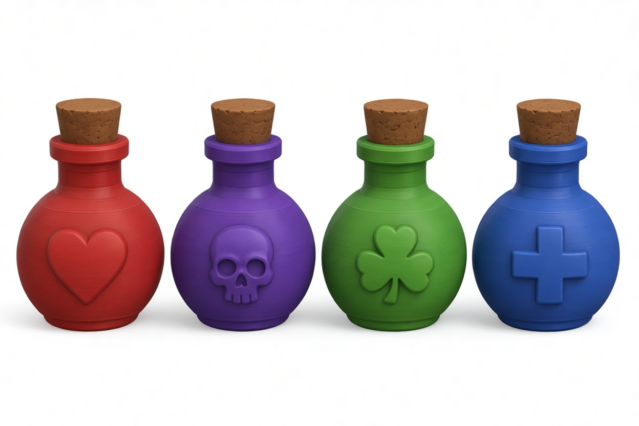 Potion Bottles Set free 3D printable STL
