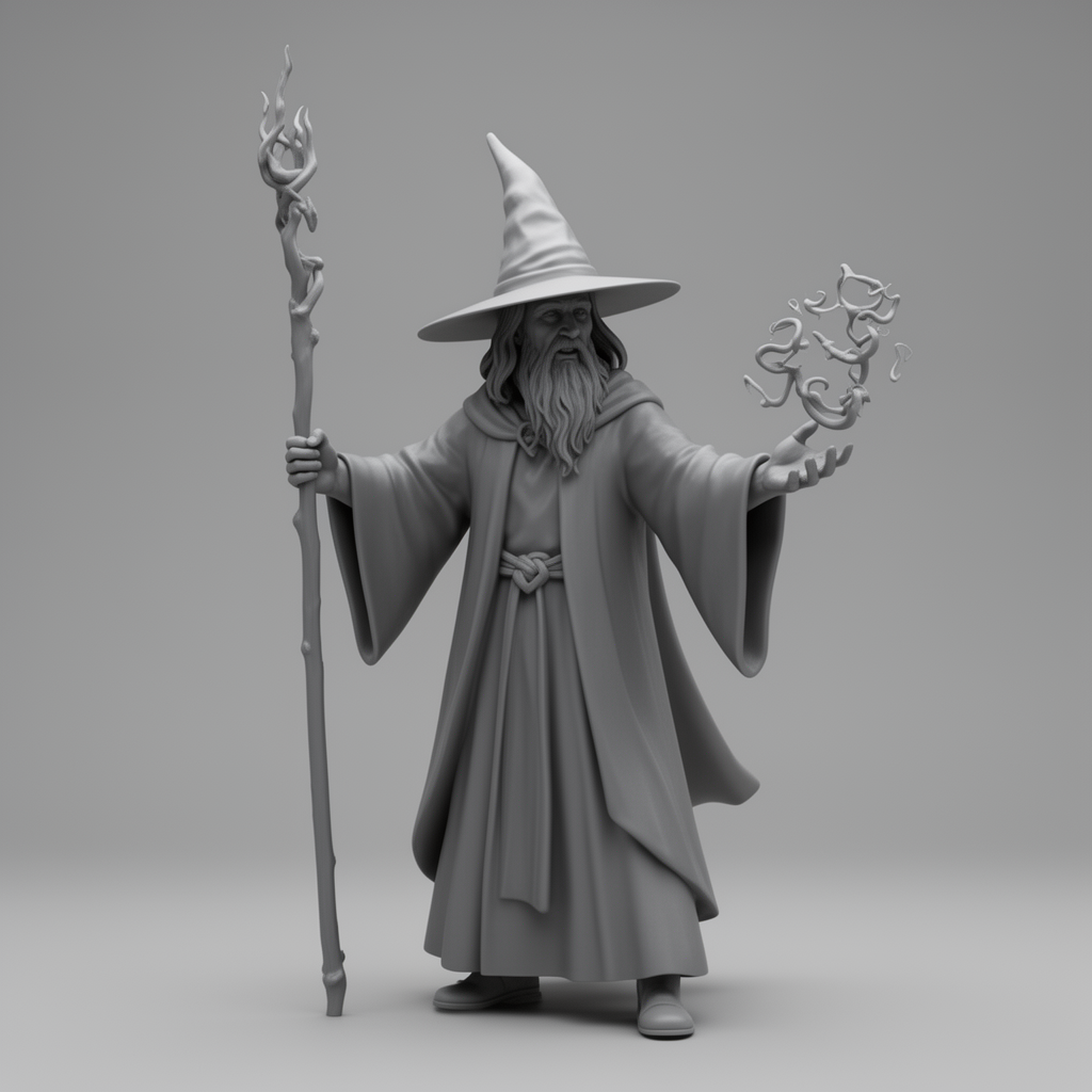 Wizard Casting Spell Figurine free 3D printable STL