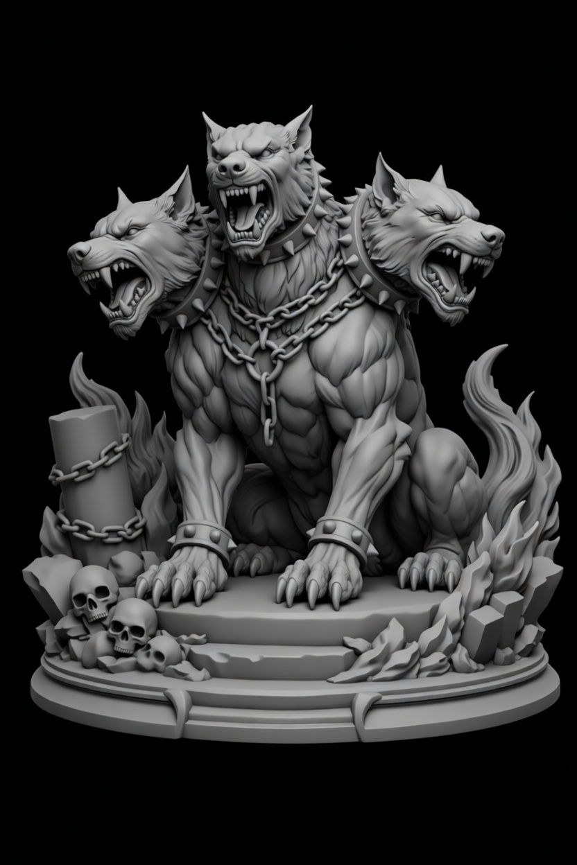 Cerberus Mythical Sculpture free 3D printable STL