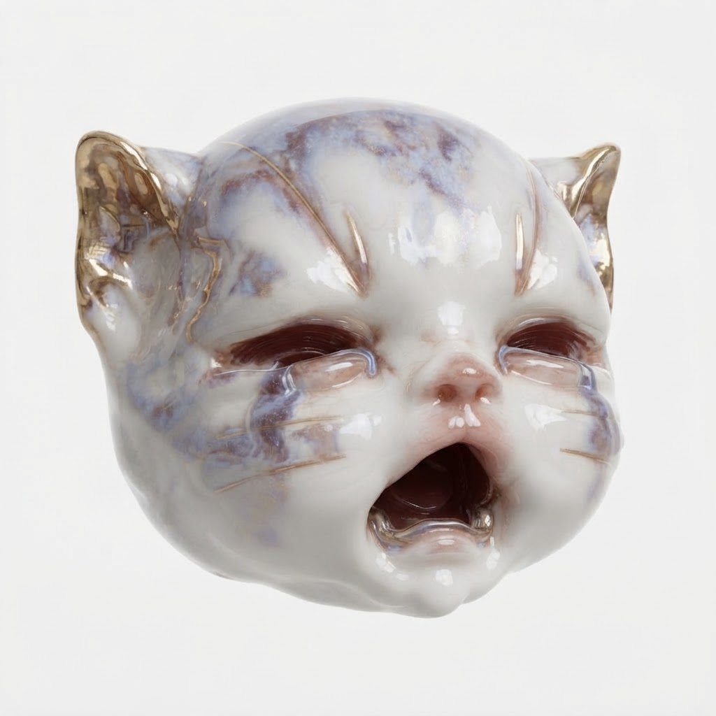 Crying Cat Head Sculpture free 3D printable STL