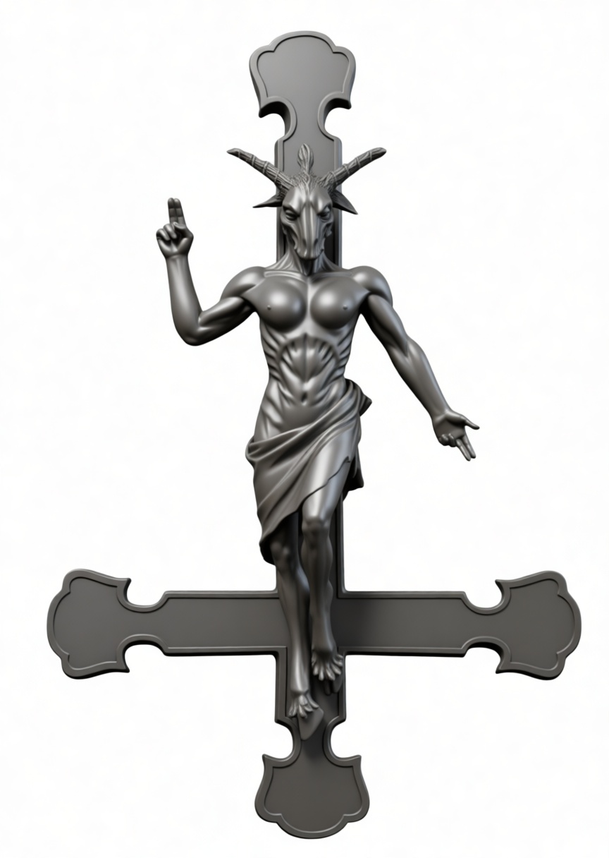Baphomet Crucifix Sculpture free 3D printable STL