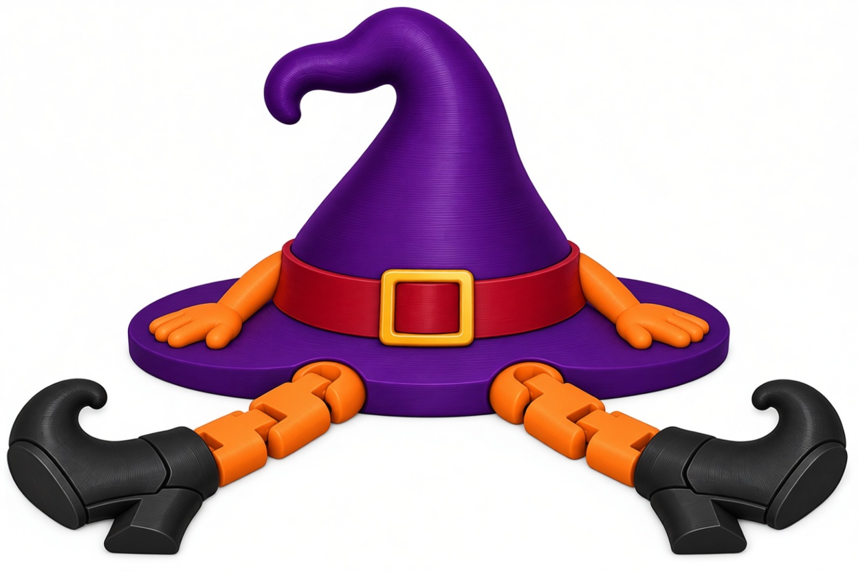 Witch Hat with Limbs Model free 3D printable STL