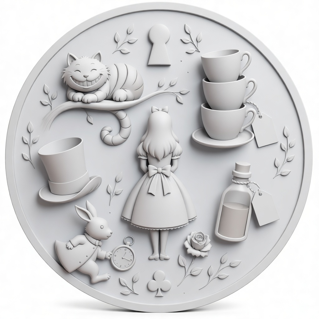 Alice in Wonderland Plaque free 3D printable STL