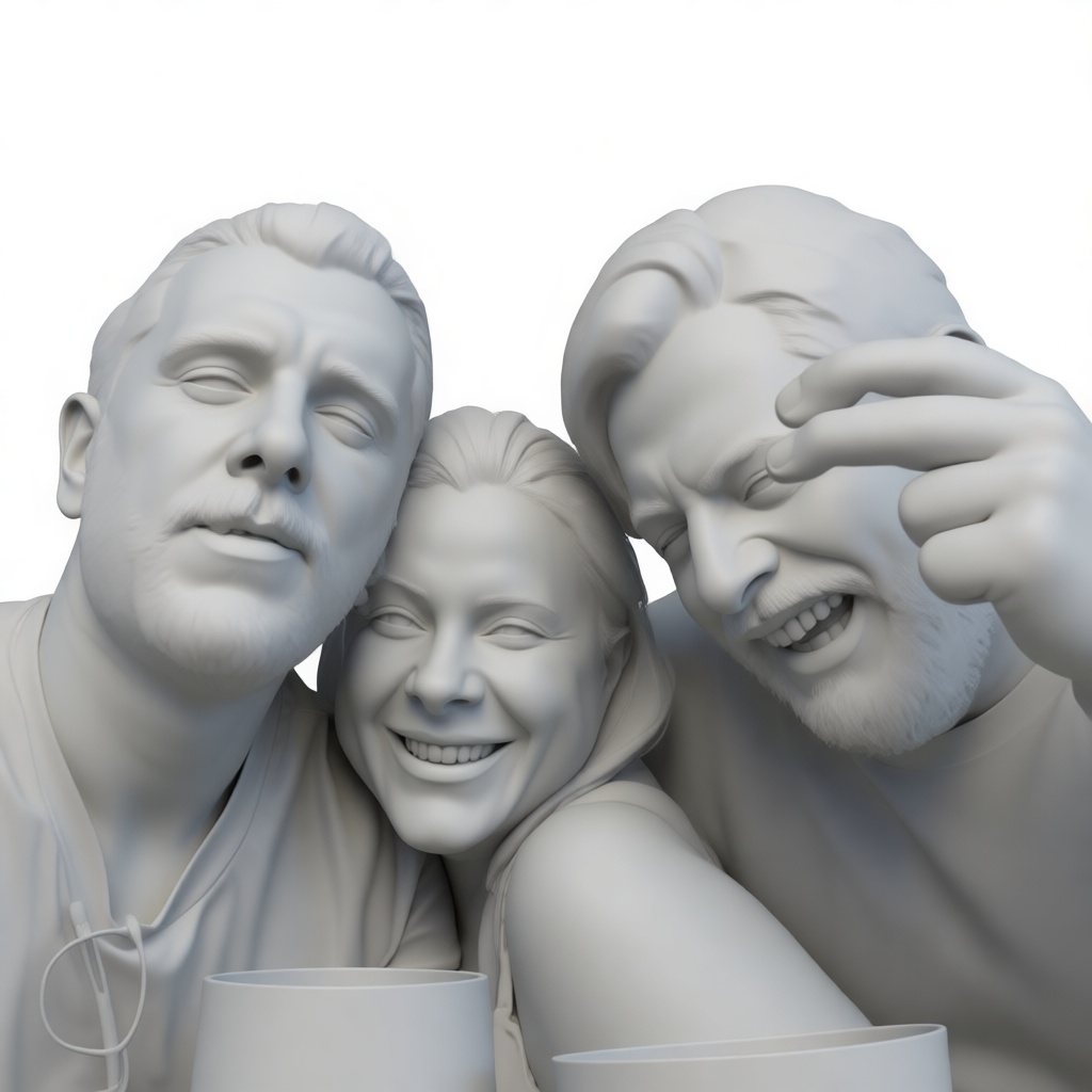 Group Selfie Sculpture free 3D printable STL