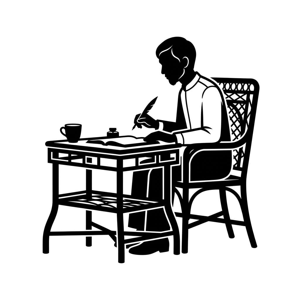 Writer at Desk Silhouette free 3D printable STL