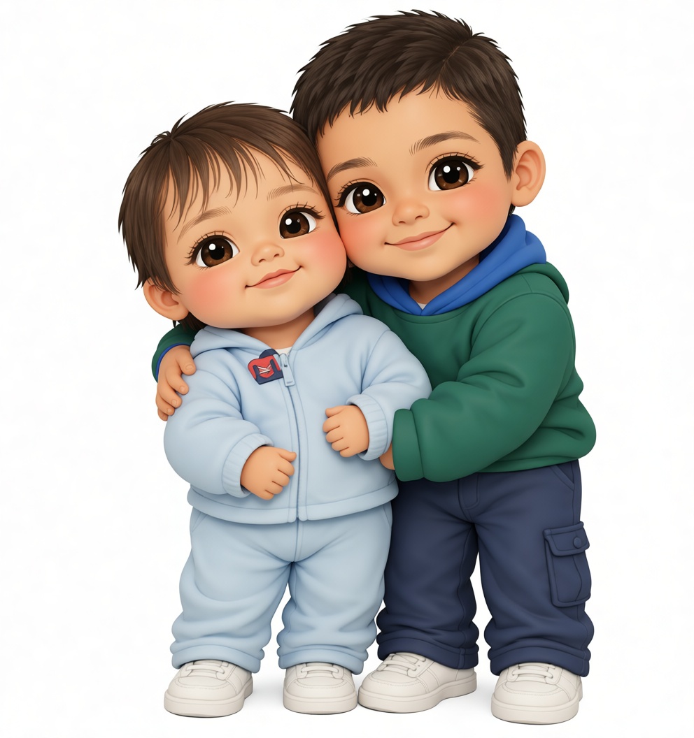 Two Toddler Boys Figurine free 3D printable STL