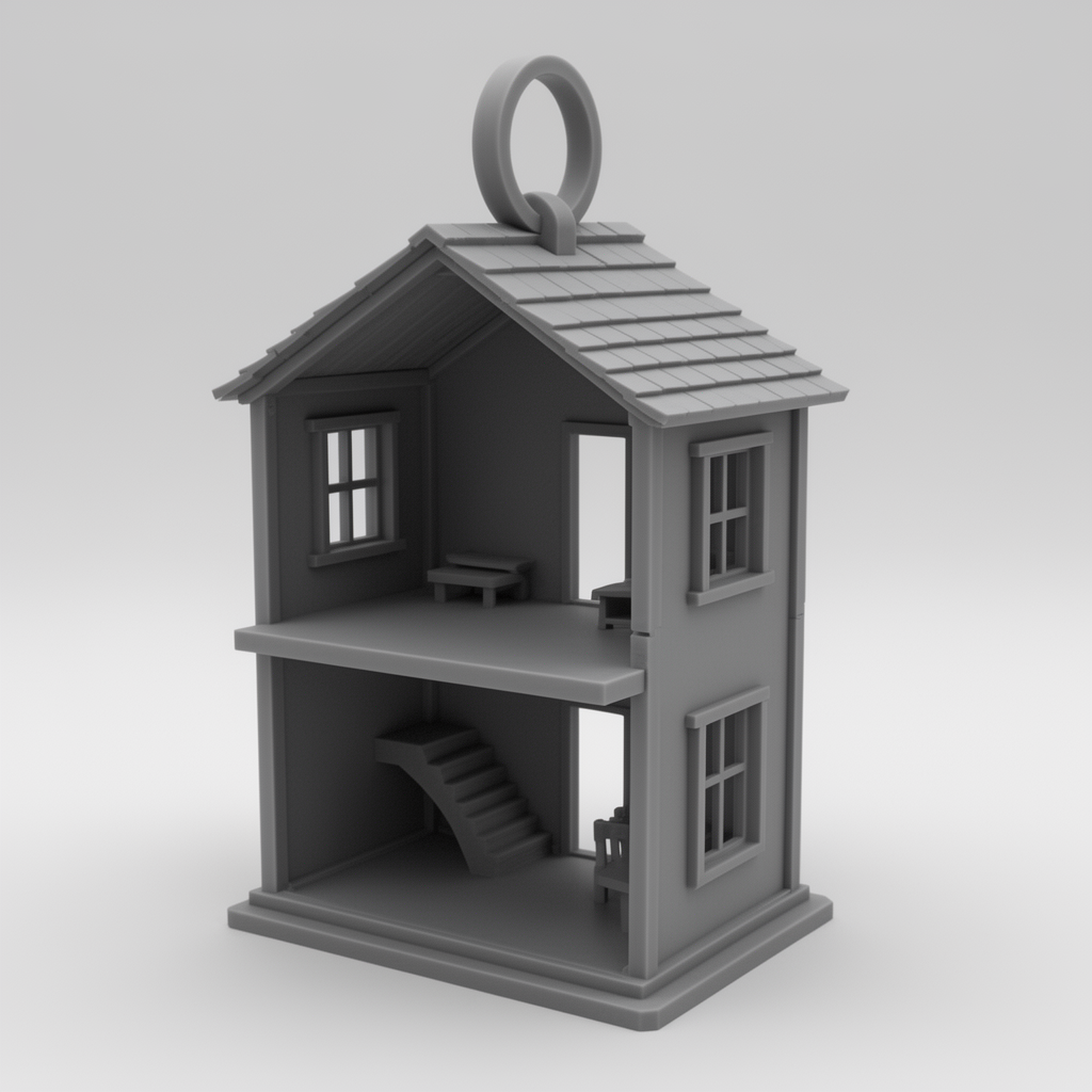 Two-Story Dollhouse Model free 3D printable STL