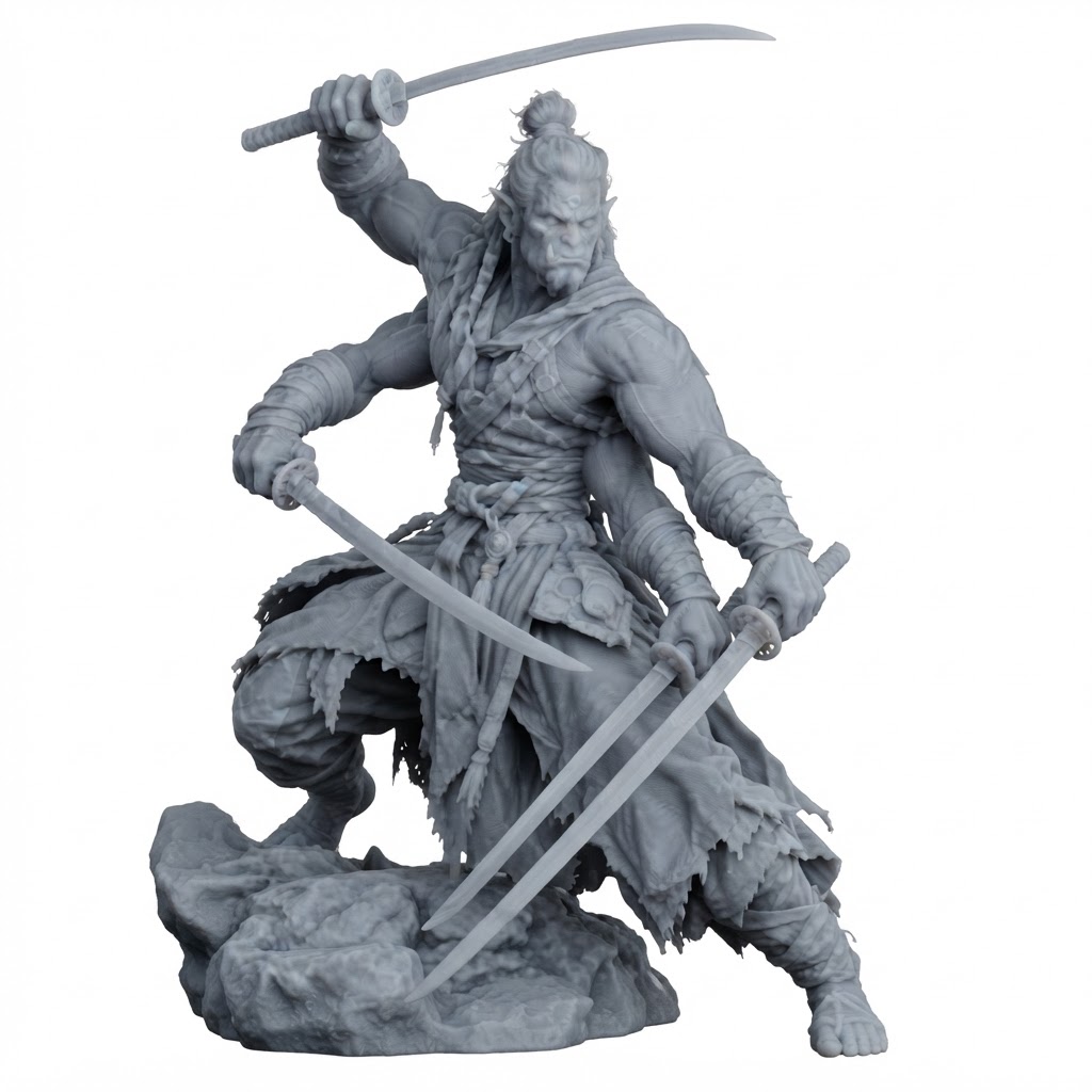 Orc Samurai Warrior Figurine free 3D printable STL