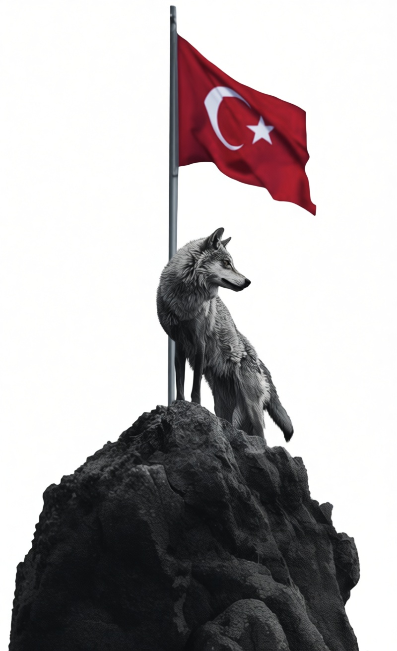 Grey Wolf Statue with Turkish Flag free 3D printable STL