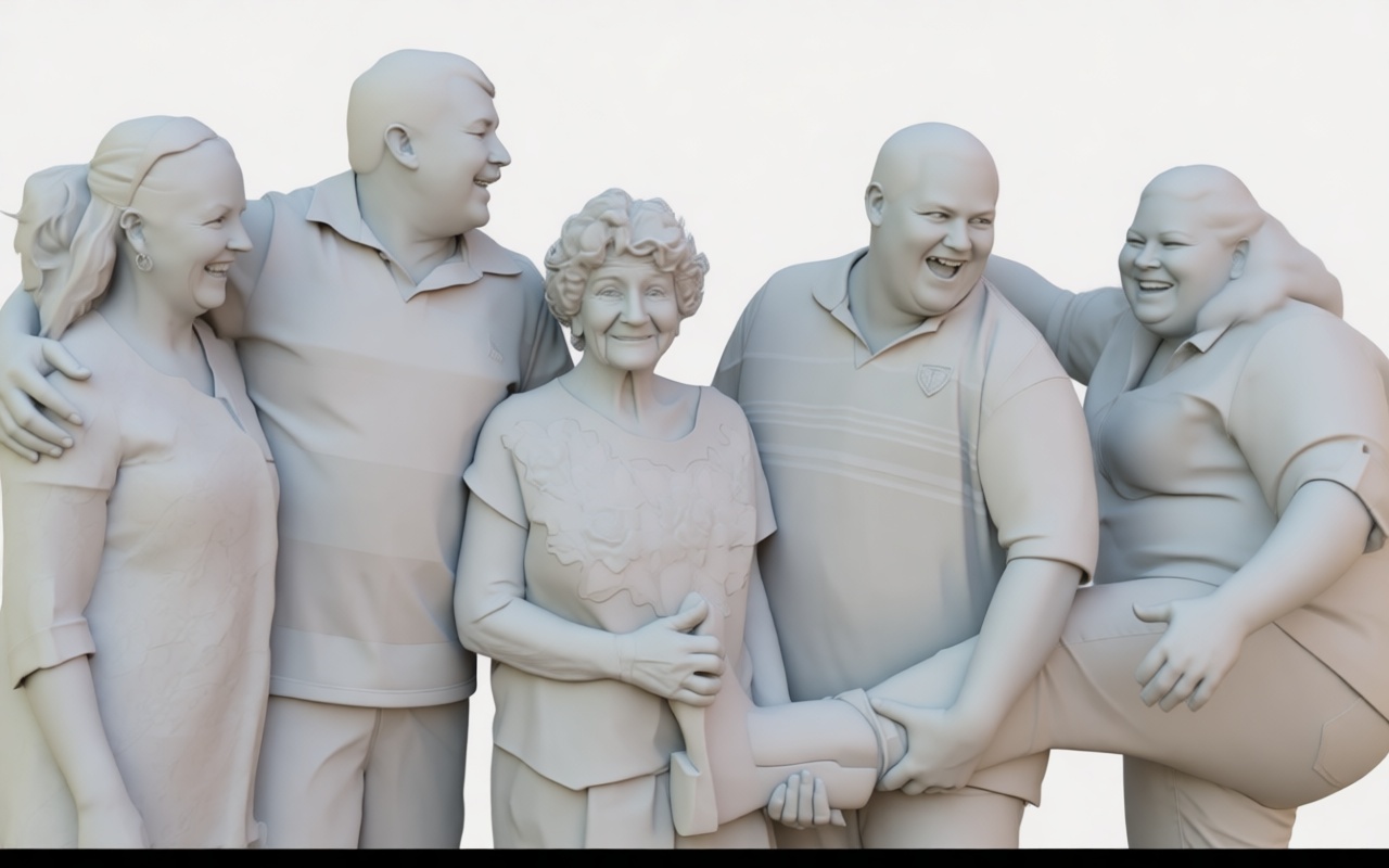 Happy Family Group Sculpture free 3D printable STL