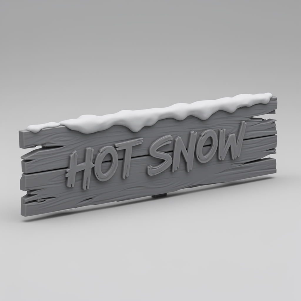 Hot Snow Wood Plank Sign free 3D printable STL