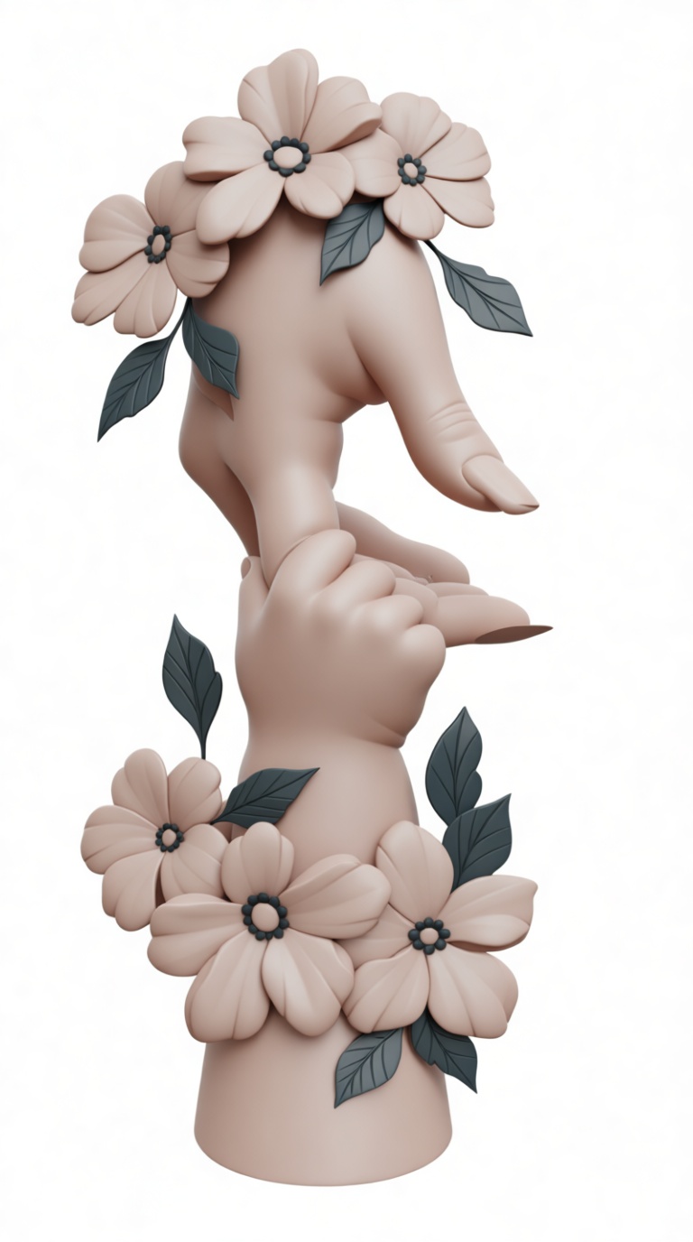 Floral Hands Sculpture free 3D printable STL