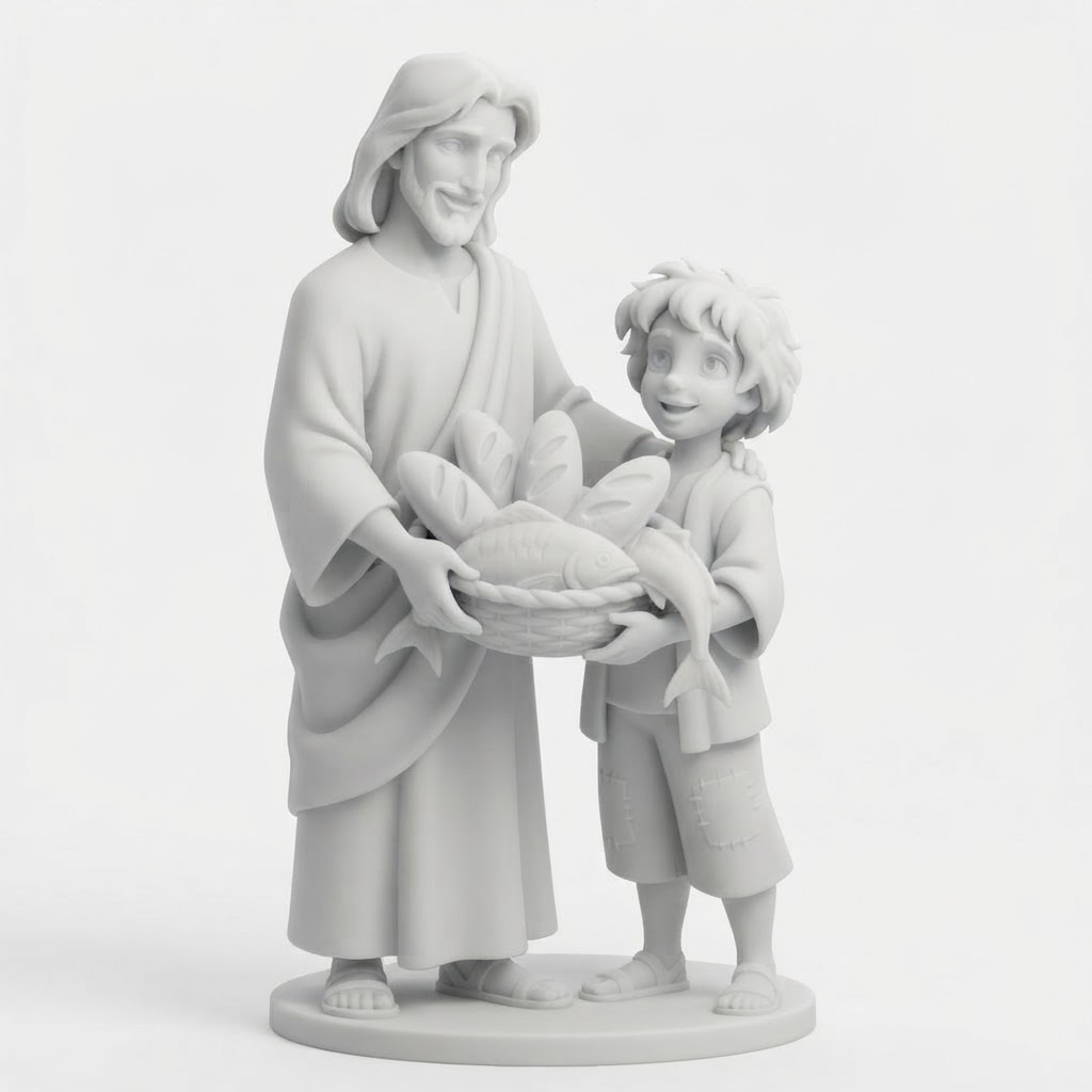 Jesus Feeding Multitudes Figurine free 3D printable STL