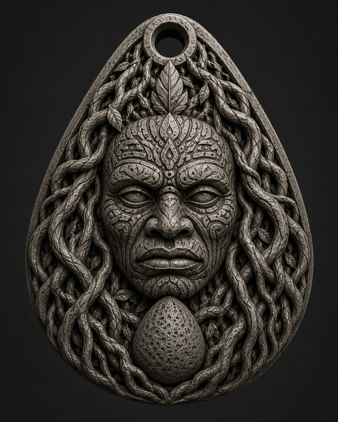 Tribal Face Pendant Sculpture free 3D printable STL