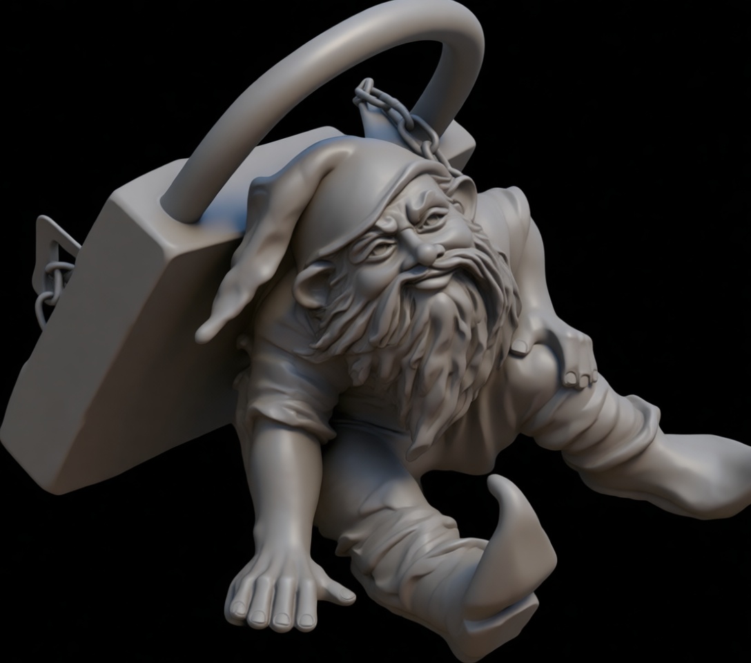 Gnome with Giant Lock Figurine free 3D printable STL