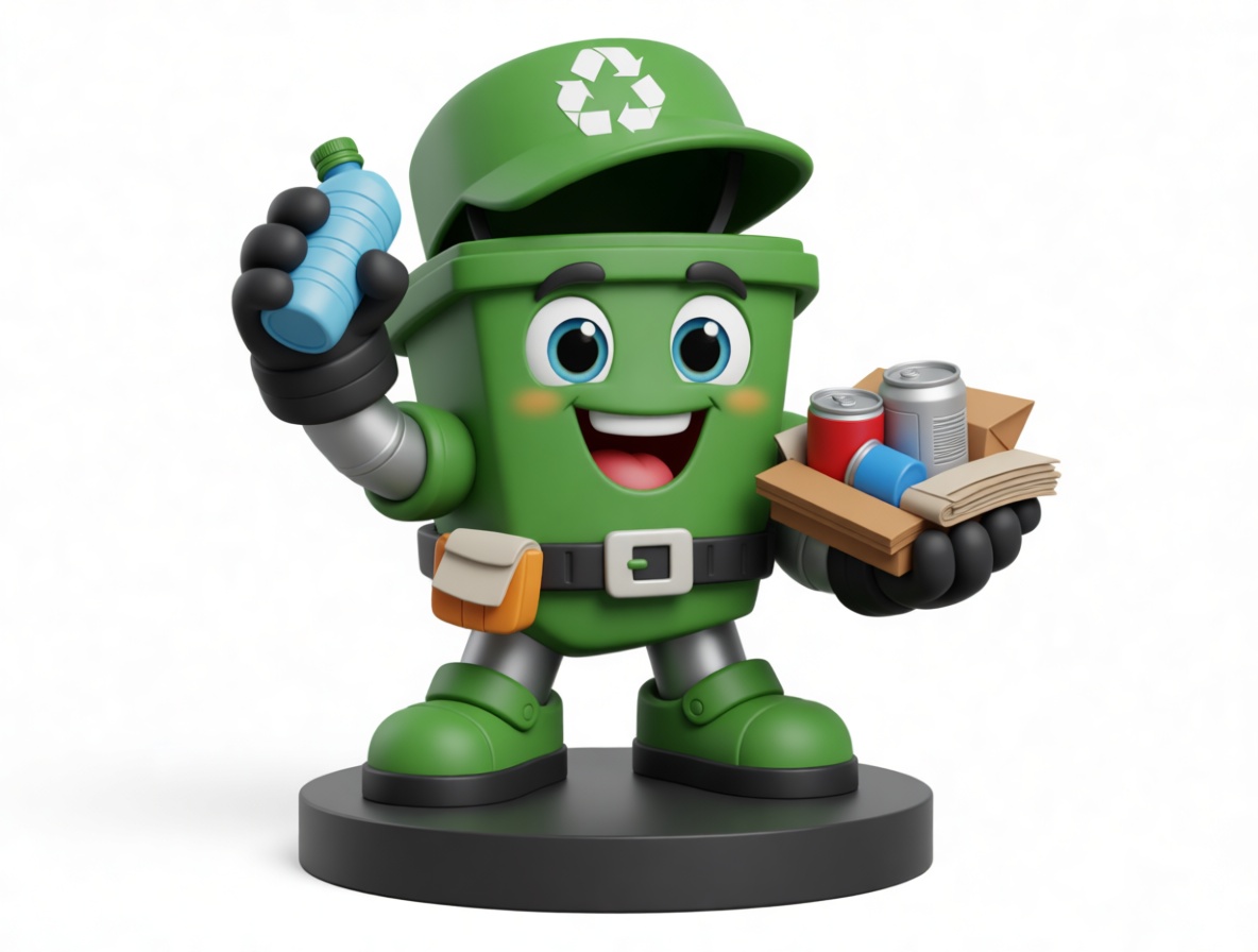 Recycling Bin Mascot Figurine free 3D printable STL