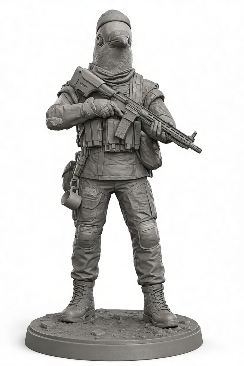 Pigeon Soldier Figurine free 3D printable STL