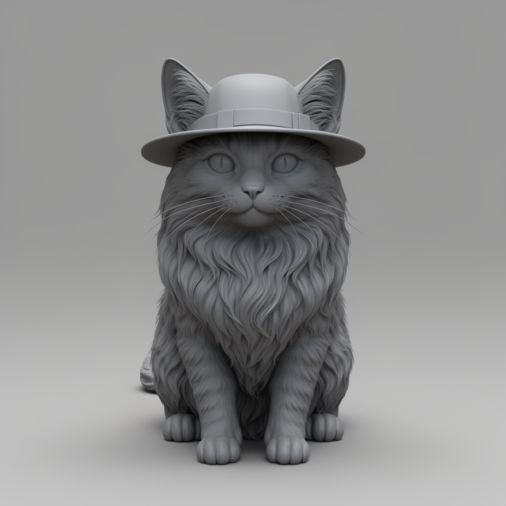 Long-Haired Orange Cat Figurine free 3D printable STL