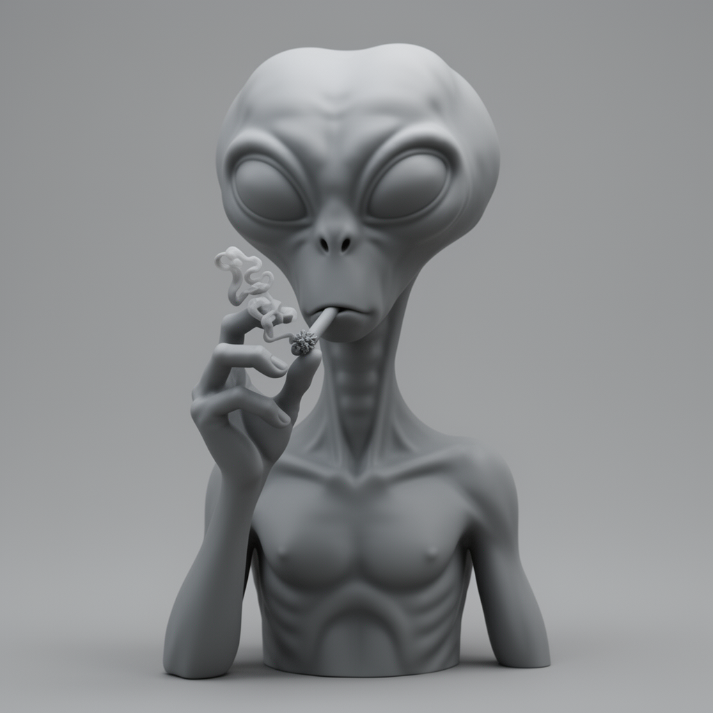 Alien Smoking Bust free 3D printable STL