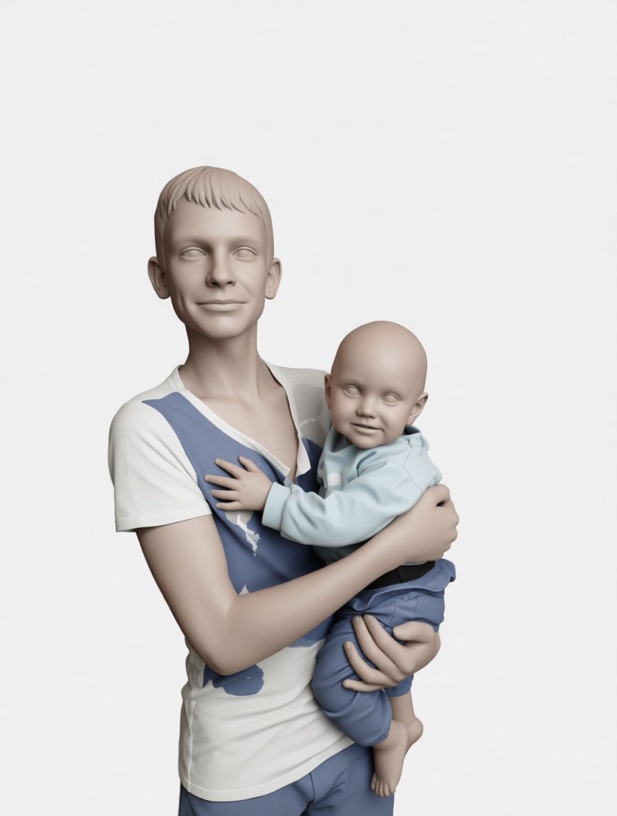 Father Holding Baby Figurine free 3D printable STL